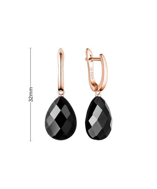 Серьги из позолоченного серебра с ониксом