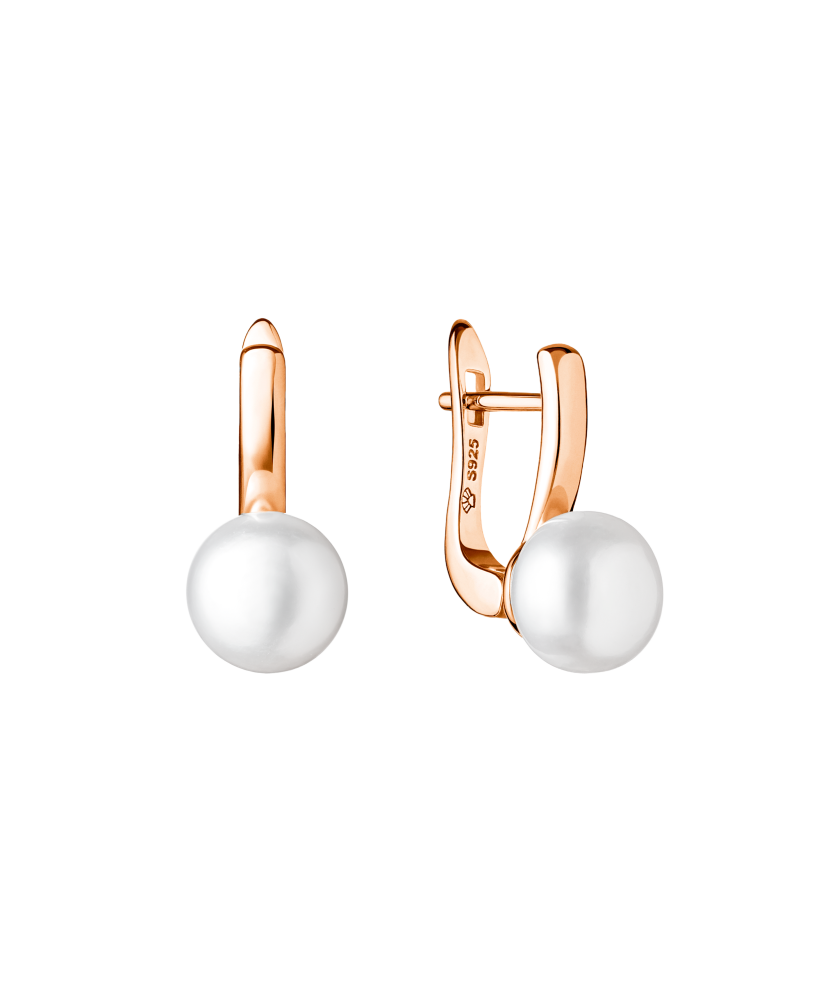 Apzeltīti Sudraba Auskari Ar Pērlēm