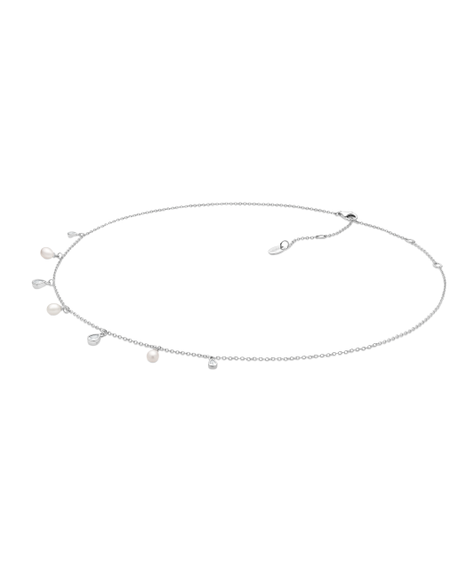 Sudraba ķēdīte ar pērļu piekariņu un cirkonijiem