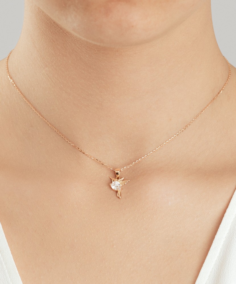 Zelta piekariņš ar cirkoniju "kolibri"