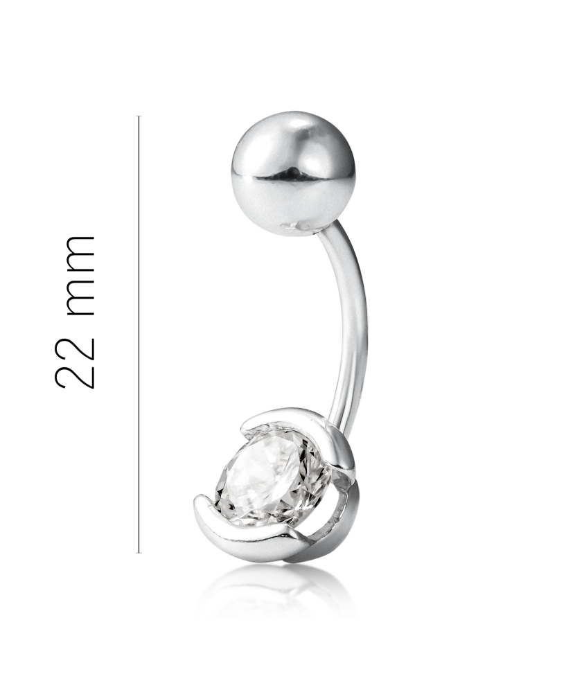 Серебряная серьга в пупок с цирконом