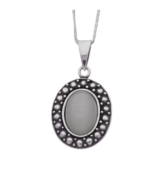 Sidabrinis pakabukas su katės akies akmeniu - Sidabriniai pakabukai - Goldinga