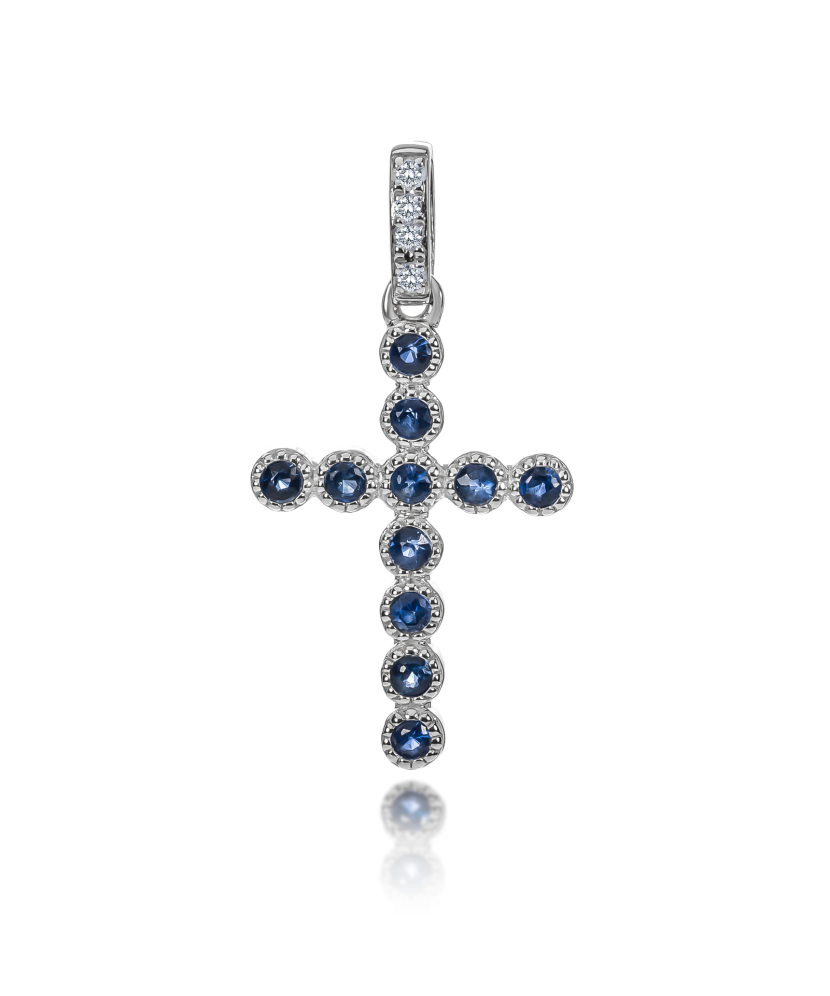 Baltā zelta kulons ar safīriem