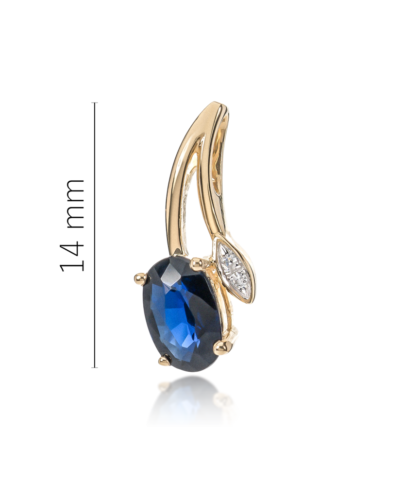 Dzeltenā zelta kulons ar dimantiem un safīriem