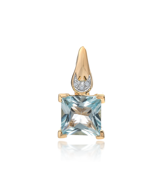 Dzeltenā zelta kulons ar dimantiem un topāzu