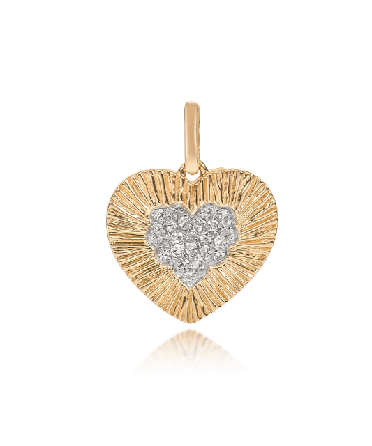 Подвеска из желтого золота с бриллиантами и сапфир