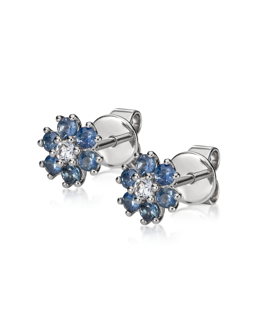 Серьги из белого золота с сапфирами и бриллиантами