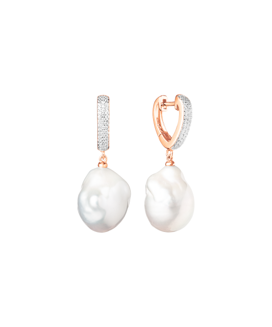 Apzeltīti sudraba auskari ar Kasumi pērlēm un cirkoniem