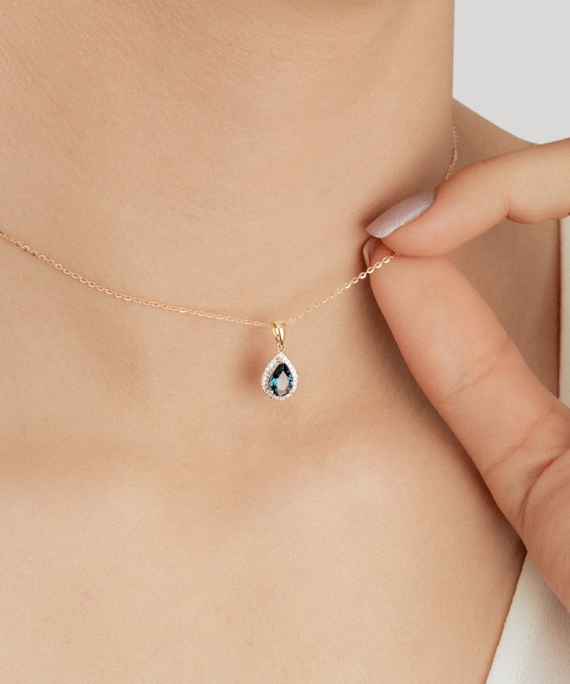 Dzeltena zelta kulons ar dimantiem un topāzēm - Goldinga