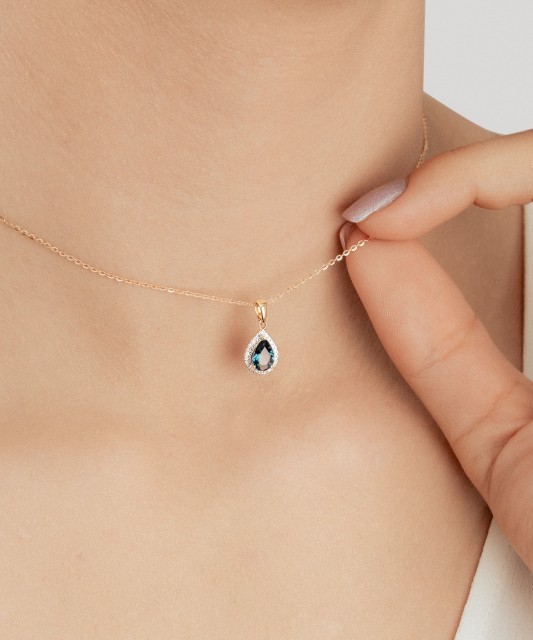 Dzeltena zelta kulons ar dimantiem un topāzēm - Goldinga