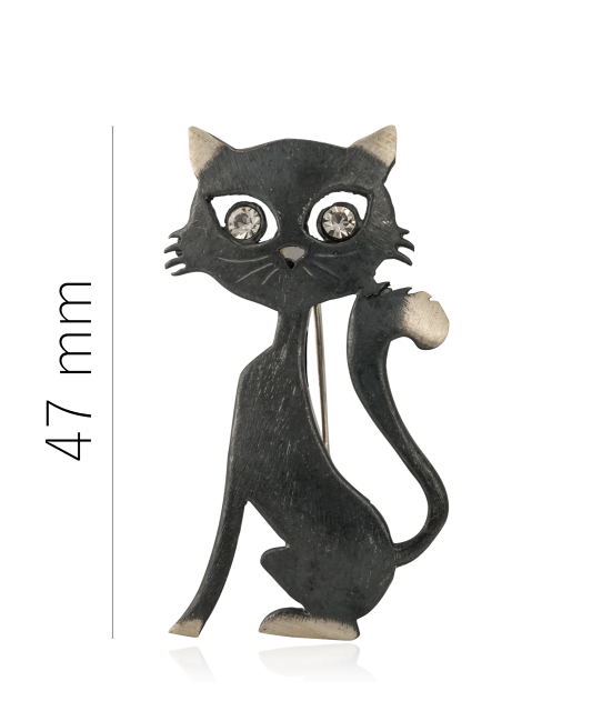 Sudraba piespraude ar kristāliem "Kaķis"