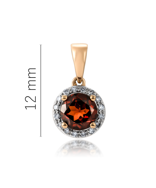 Золотая подвеска с гранатом и бриллиантами "Сердце"