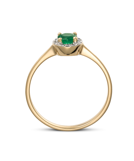 Кольцо из желтого золота с изумрудом и бриллиантами