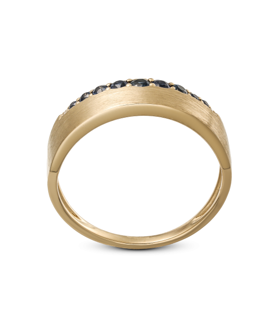 Dzeltenā zelta gredzens ar safīriem un dimantiem