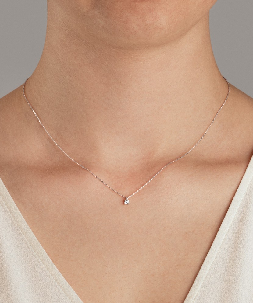 Baltā zelta ķēdīte ar cirkonija piekariņu - Goldinga