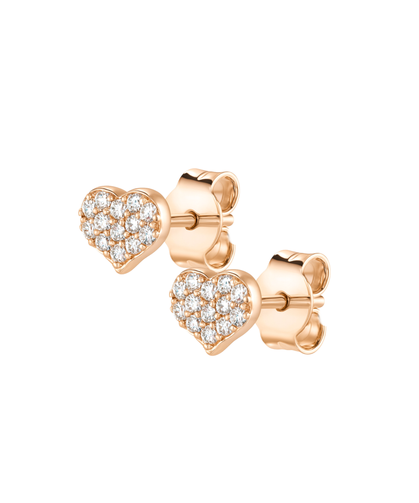 Золотые серьги с цирконами "Сердечки"