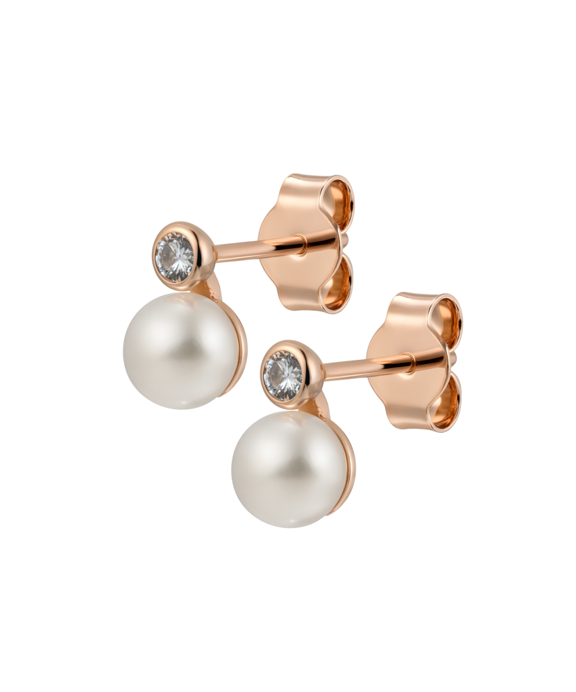 Zelta auskari ar pērlēm un cirkoniju