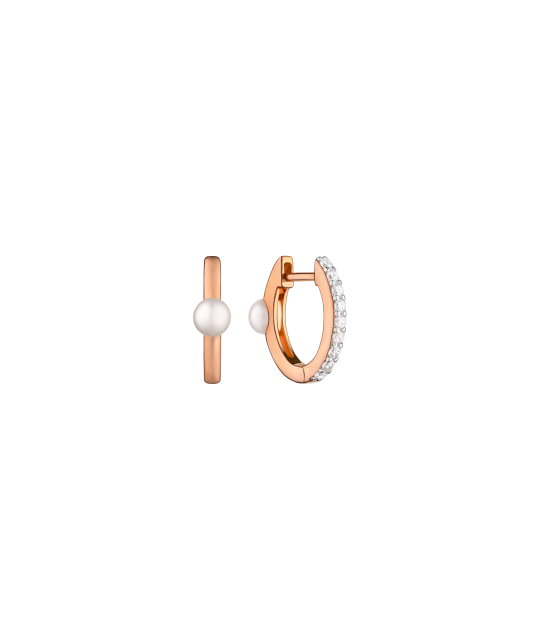 Apzeltīti sudraba auskari ar pērlēm un cirkonijiem