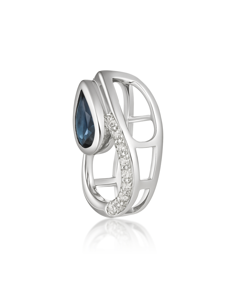 Подвеска из белого золота с сапфиром и бриллиантами