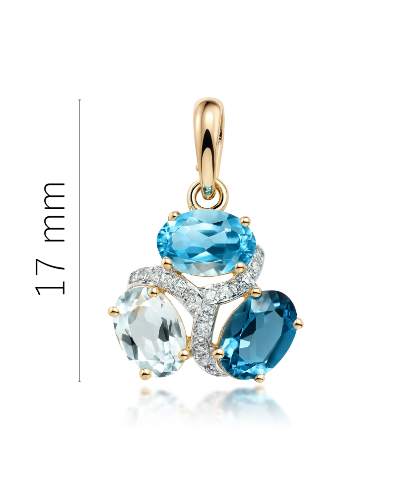 Dzeltenā zelta kulons ar Londonas topāzēm, topāzēm un dimantiem