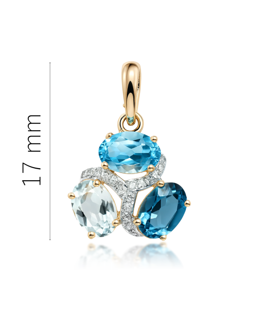 Dzeltenā zelta kulons ar Londonas topāzēm, topāzēm un dimantiem