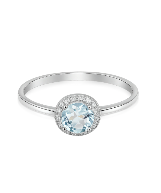 Кольцо из белого золота с топазом и бриллиантами