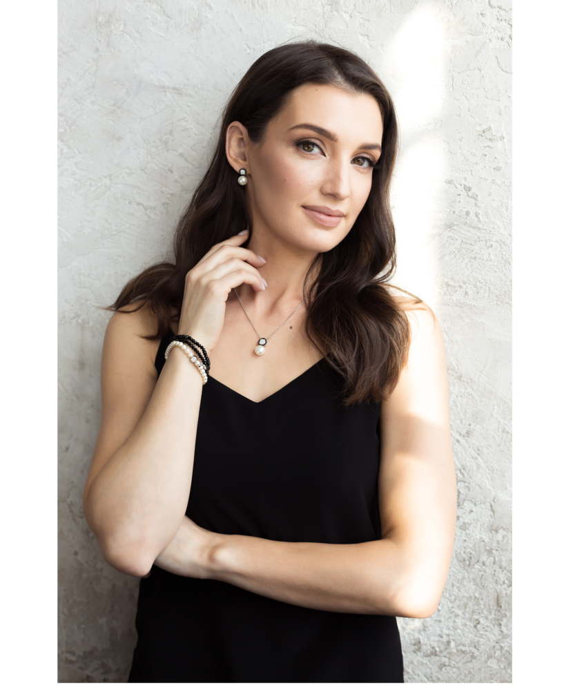 Sudraba auskari ar pērlēm un cirkonijiem