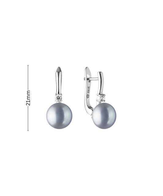 Серьги из серебра с жемчугом и цирконами