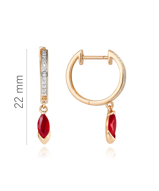 Zelta auskari ar rubīniem un briljantiem