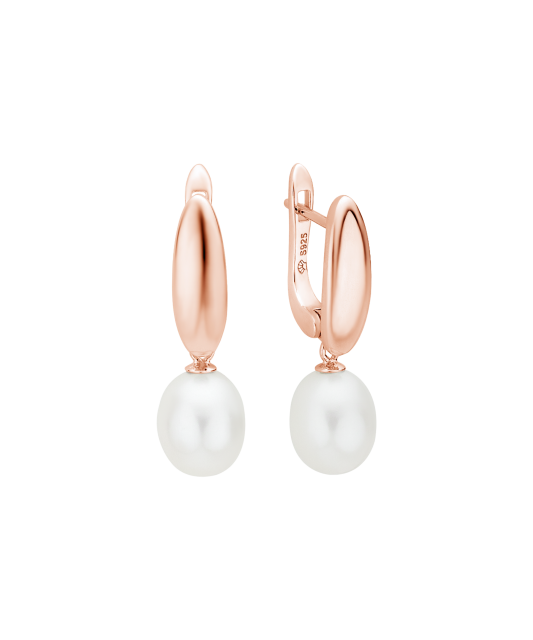 Apzeltīti sudraba auskari ar pērlēm