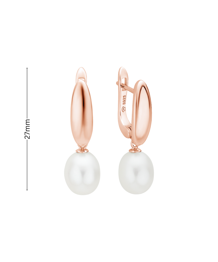 Apzeltīti sudraba auskari ar pērlēm