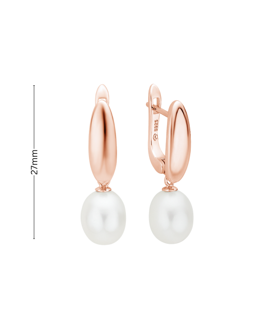 Apzeltīti sudraba auskari ar pērlēm