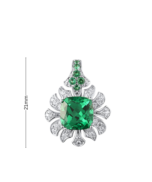 Sudraba kulons ar spineļiem un cirkoniem