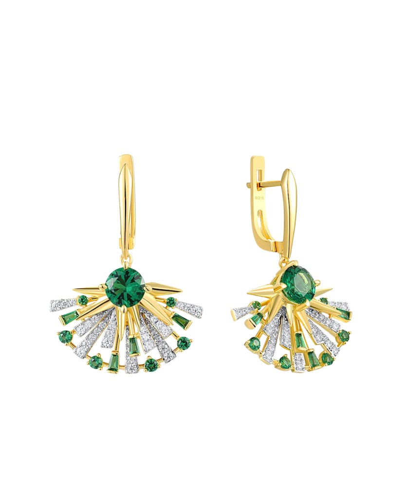 Apzeltīt sudraba auskari ar spineļiem un cirkoniem