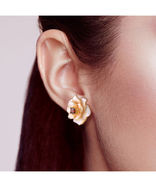 Apzeltīt sudraba auskari ar cirkoniem un emalju