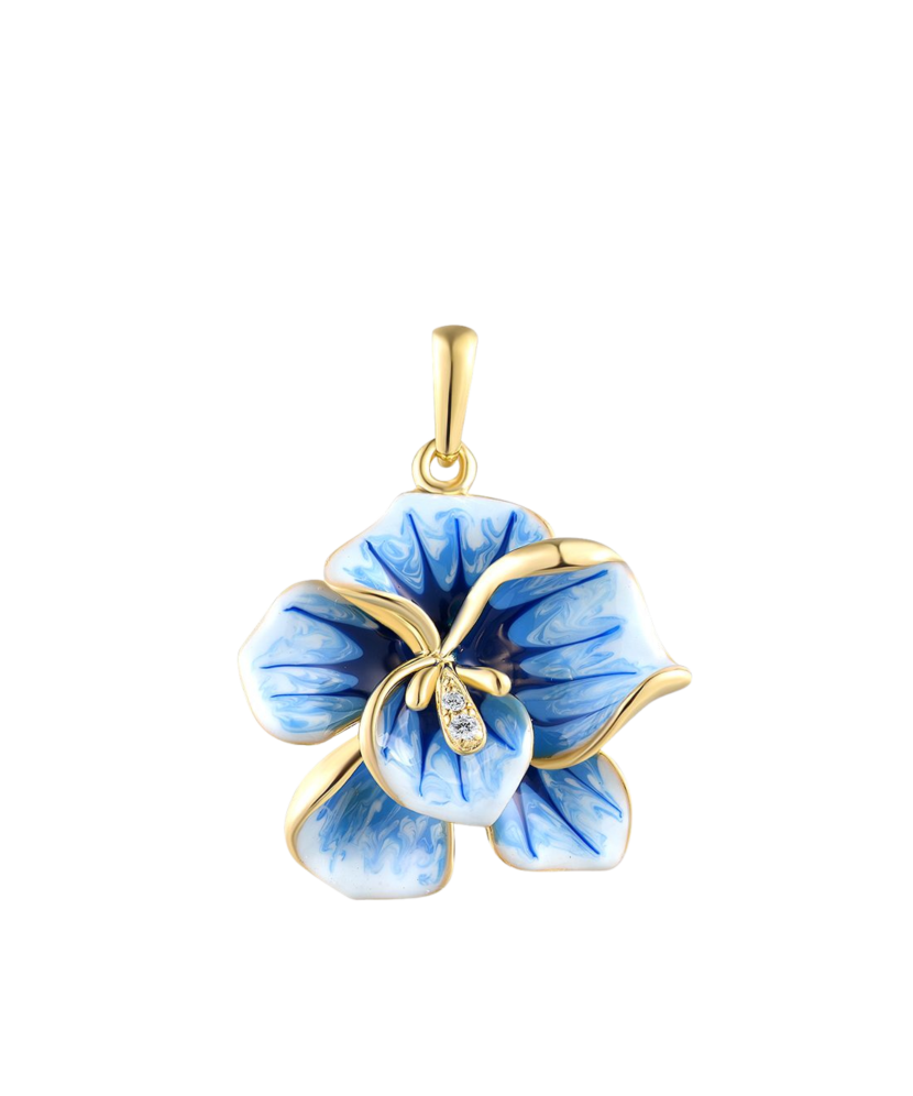 Кольцо из золочёного серебра с фианитамии эмаль