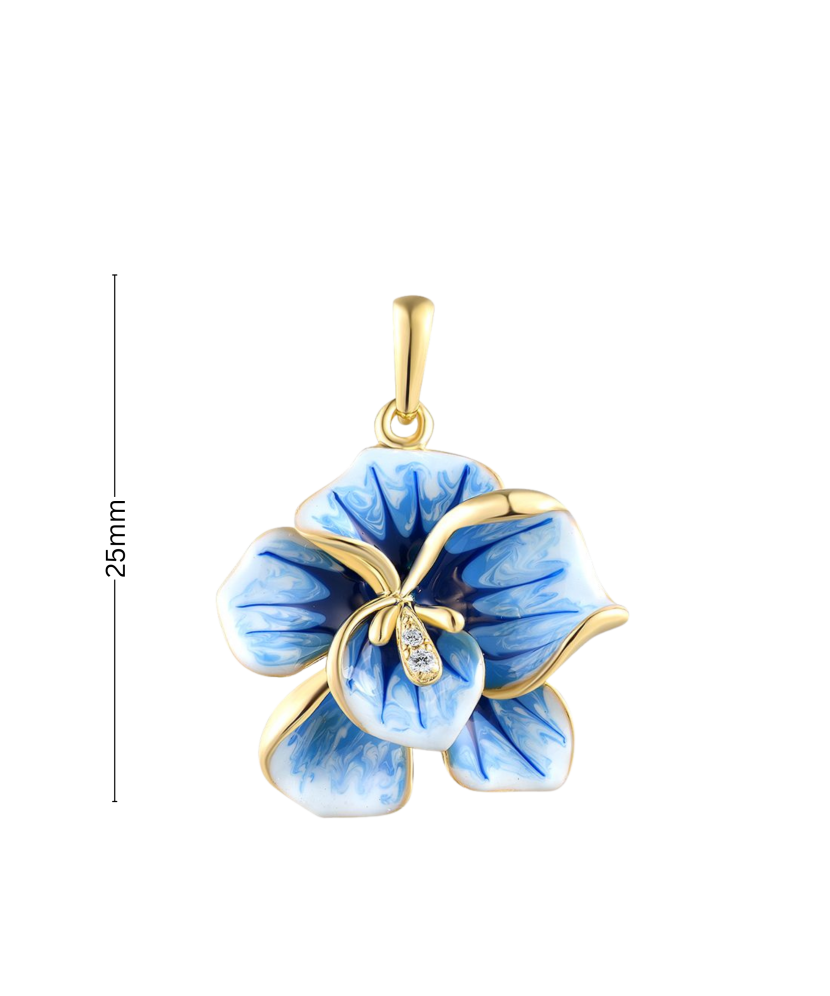 Apzeltīts Sudraba kulons ar cirkoniem un emalju