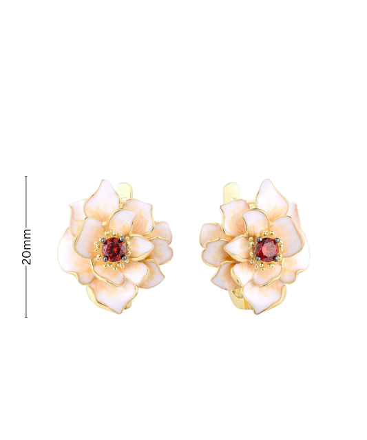 Apzeltīt sudraba auskari ar cirkoniem un emalju