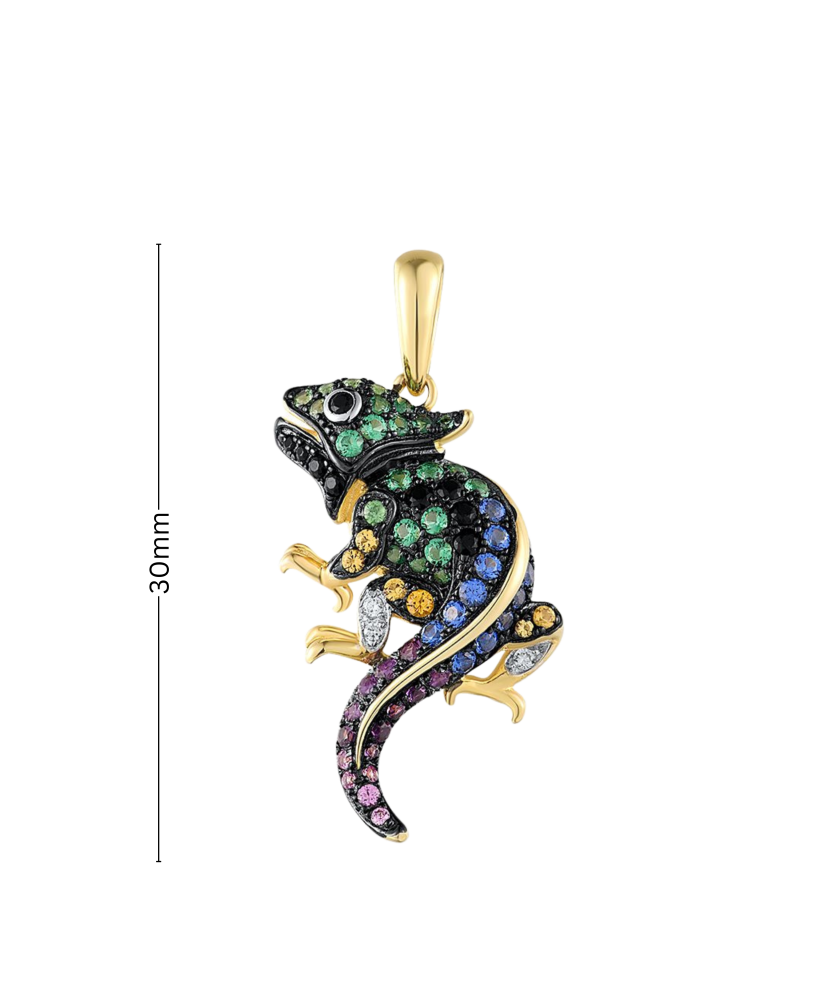 Apzeltīts Sudraba kulons ar spineļiem un cirkoniem