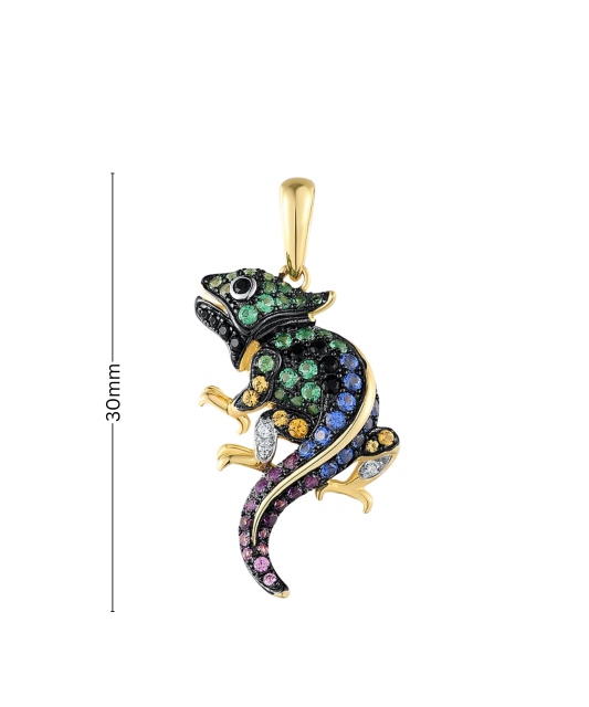 Apzeltīts Sudraba kulons ar spineļiem un cirkoniem