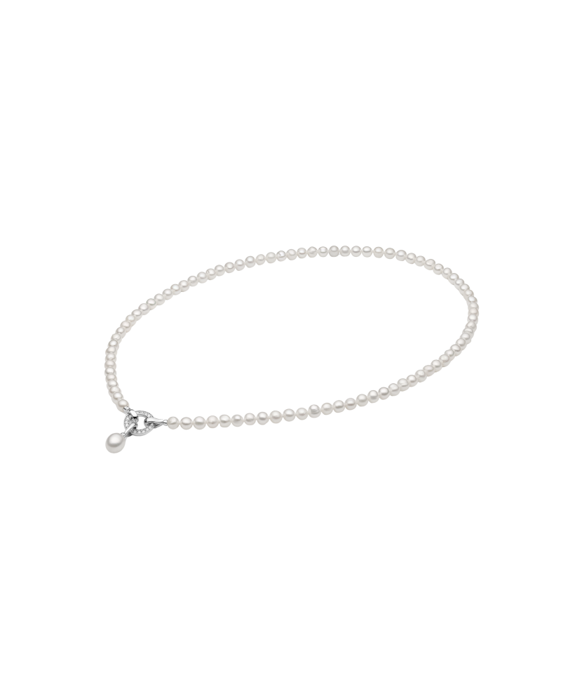 Pērļu Kaklarota Ar Sudrabu un cirkonija piekariņu