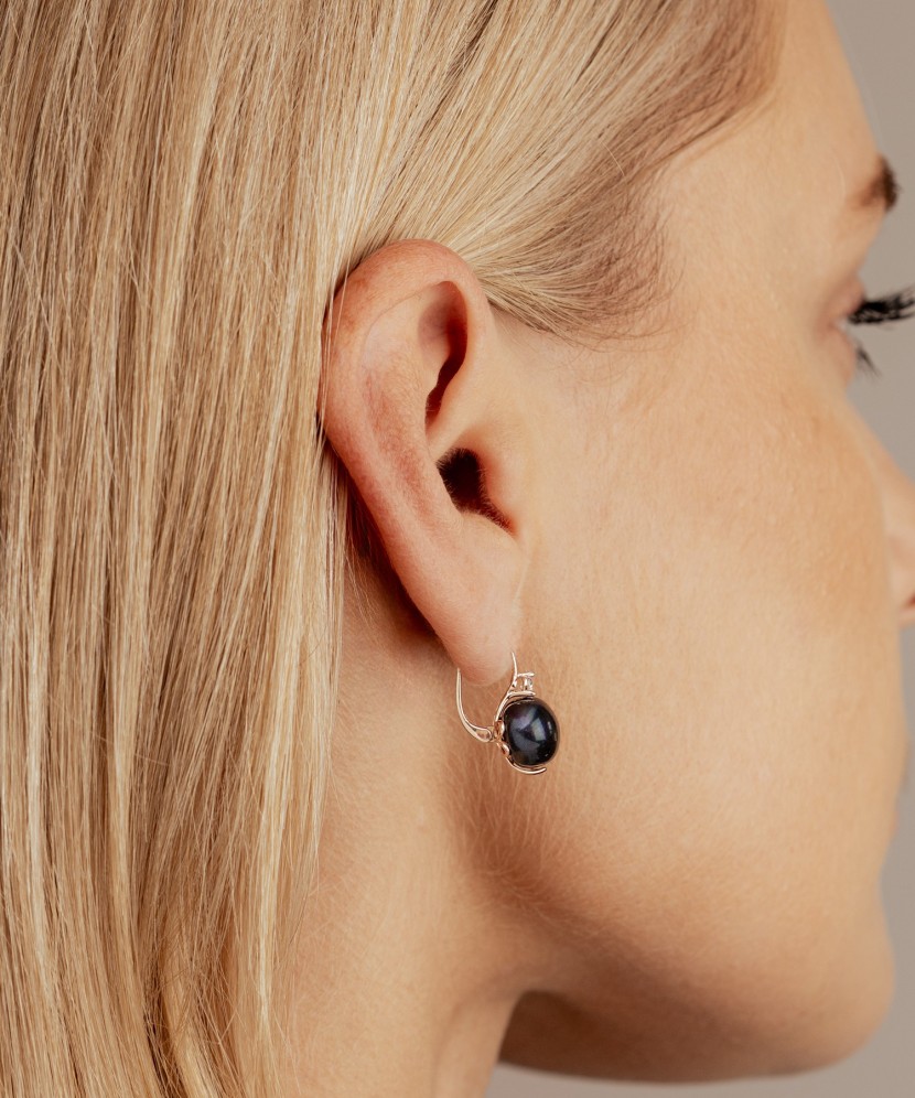 Zelta auskari ar pērlēm un cirkoniju - Goldinga