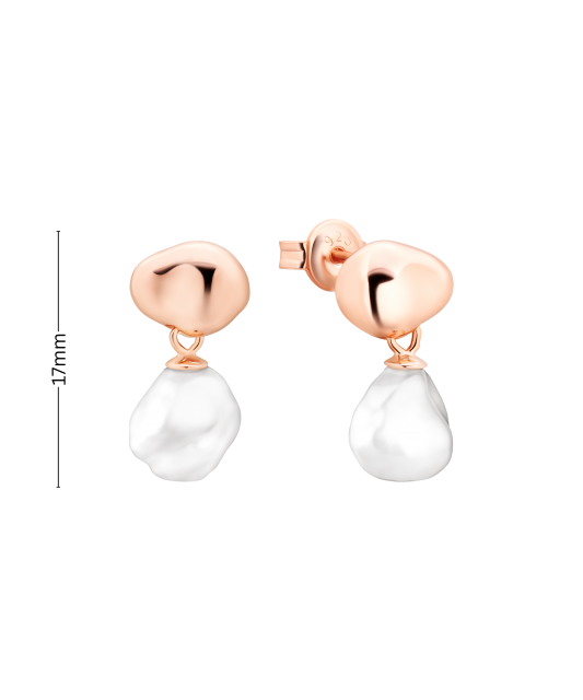 Позолоченные серьги из серебра с жемчугом