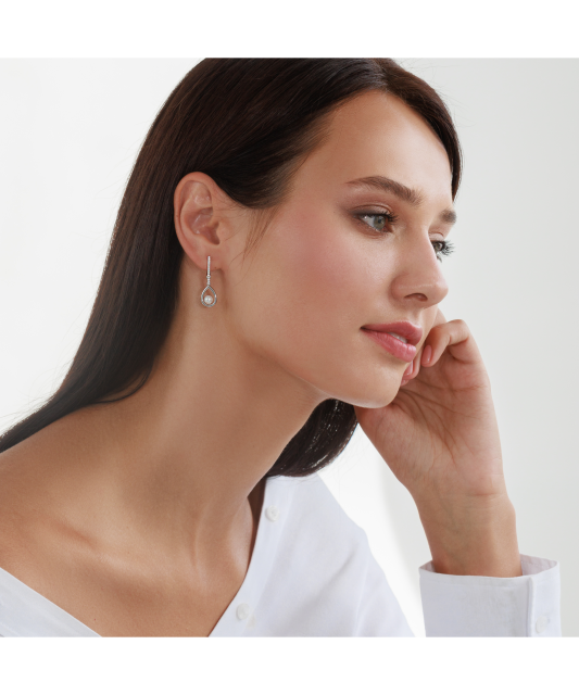 Sudraba auskari ar pērlēm un cirkonijiem