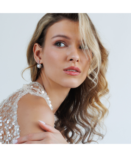 Sudraba auskari ar pērlēm un cirkonijiem