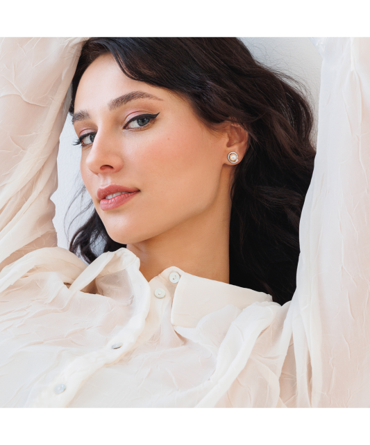 Sudraba auskari ar pērlēm un cirkonijiem