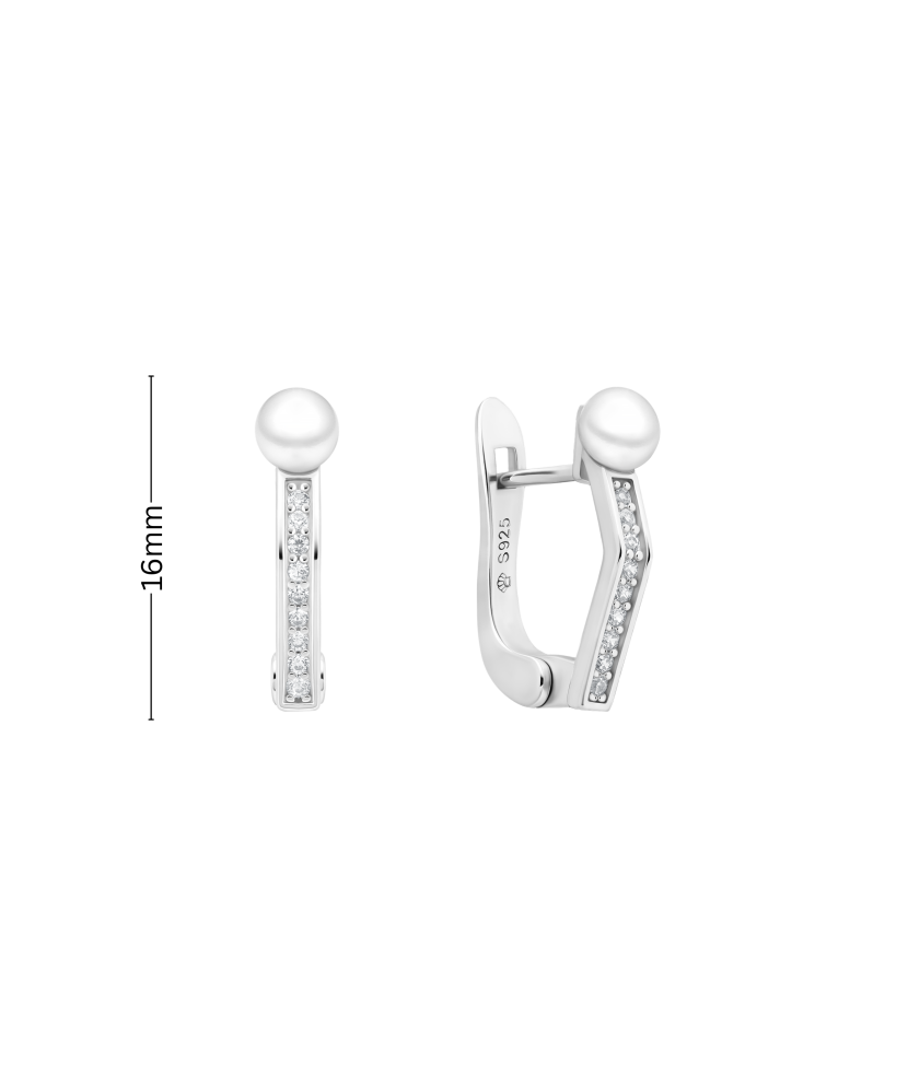 Серьги из серебра с жемчугом и цирконами