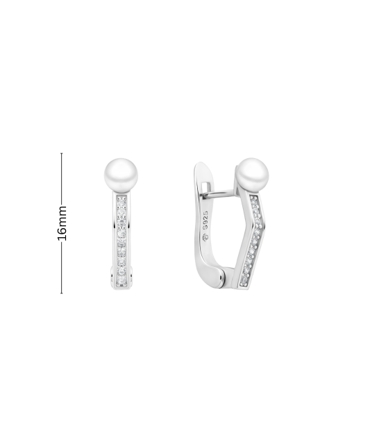 Sudraba auskari ar pērlēm un cirkonijiem