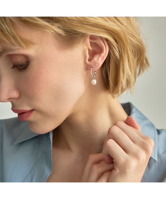 Sudraba auskari ar pērlēm