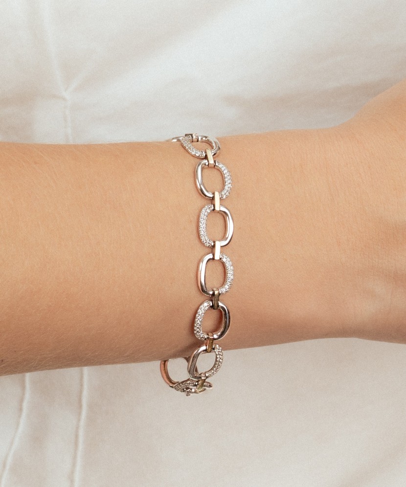 Браслет из позолоченного серебра с цирконами